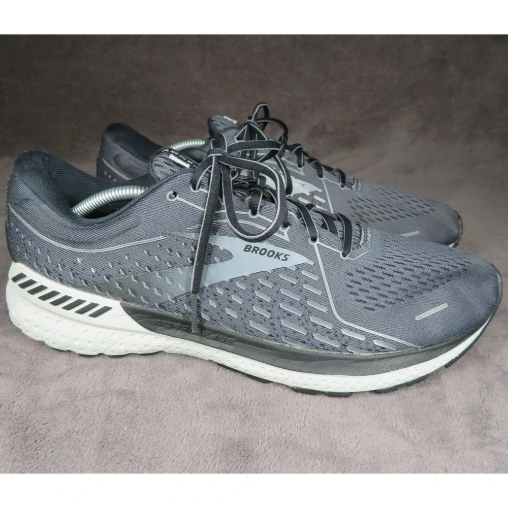 Brooks Adrenaline 21 Shoes Mens Size 12.5 Black Gray Running Cushioned